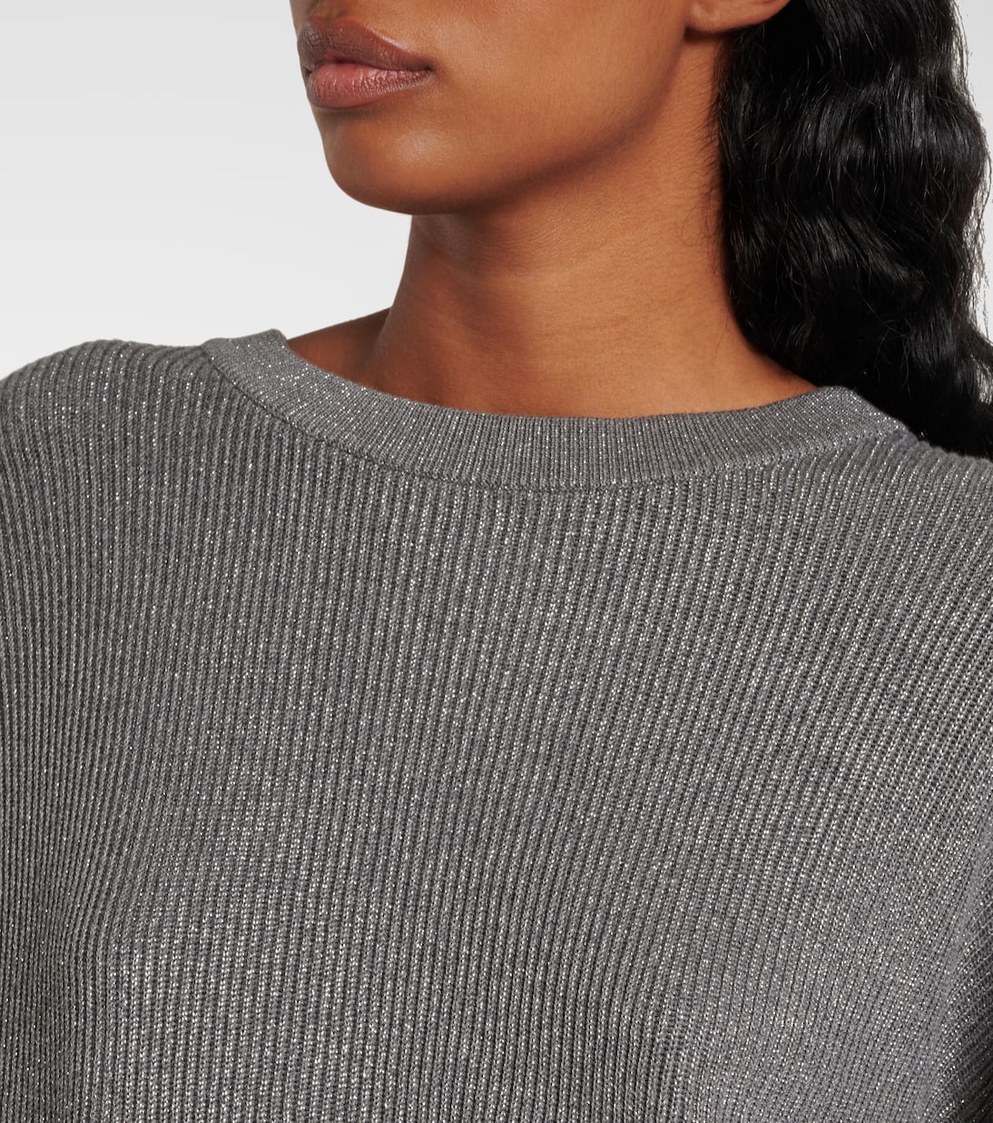 Pullover in misto cotone lamé | Brunello Cucinelli