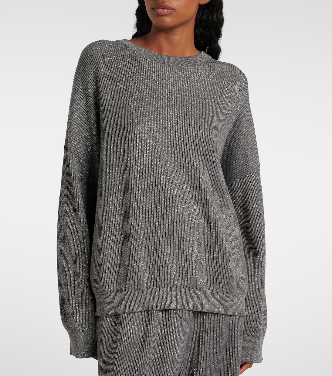 Pullover in misto cotone lamé | Brunello Cucinelli