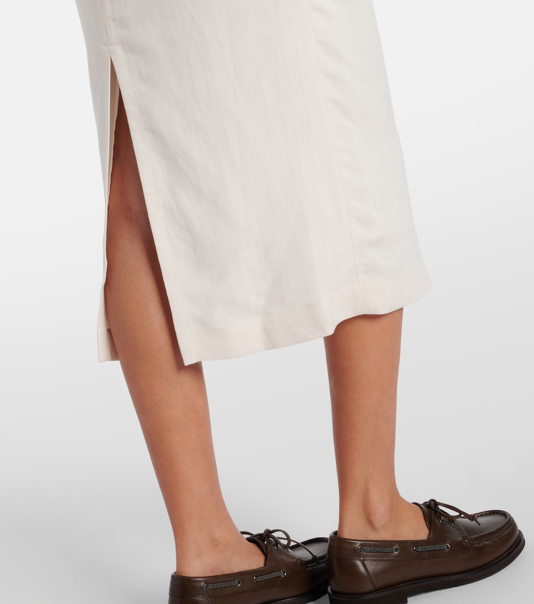 Abito midi in misto lino | Brunello Cucinelli