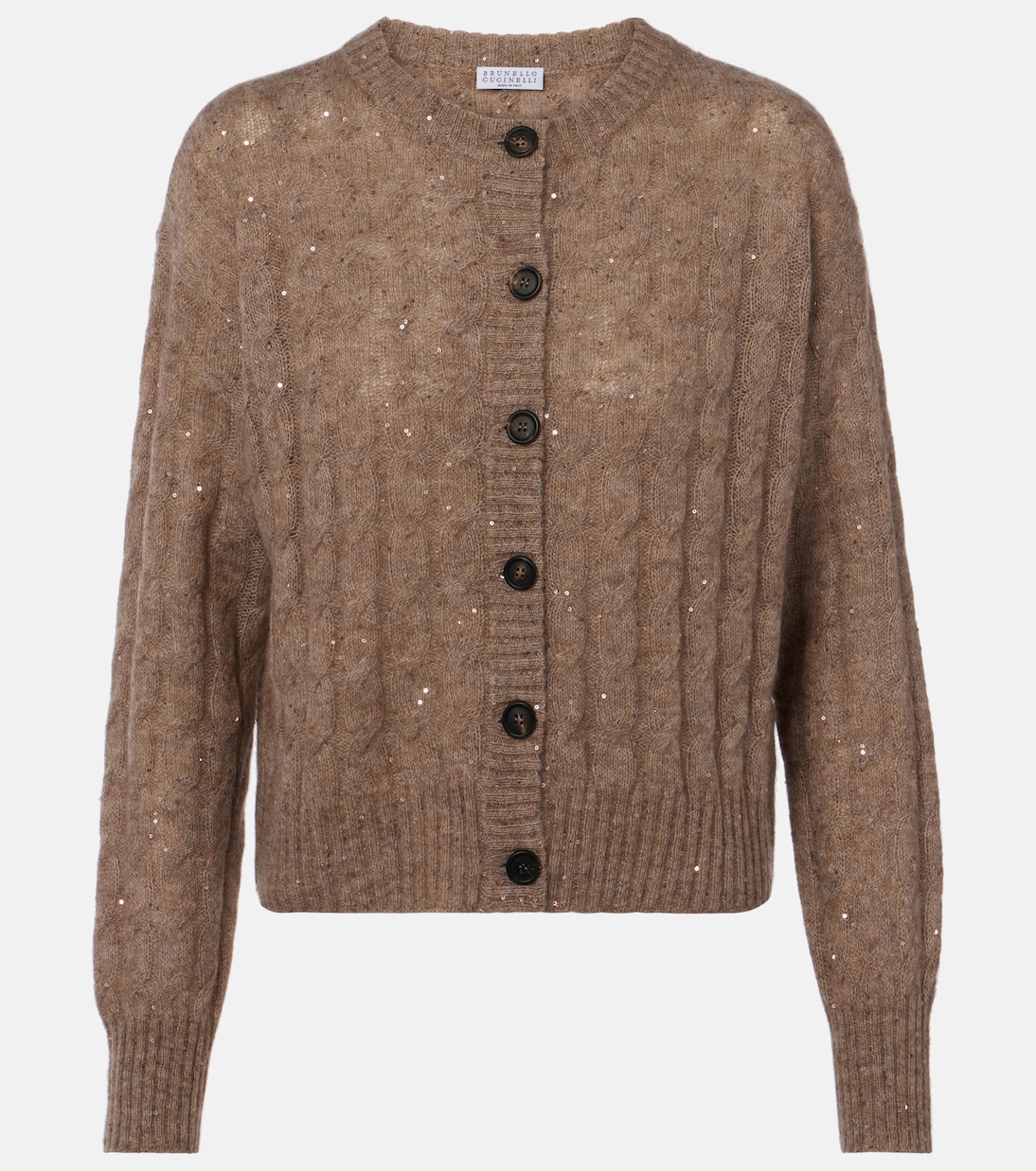 Cable-knit sequined cardigan | Brunello Cucinelli