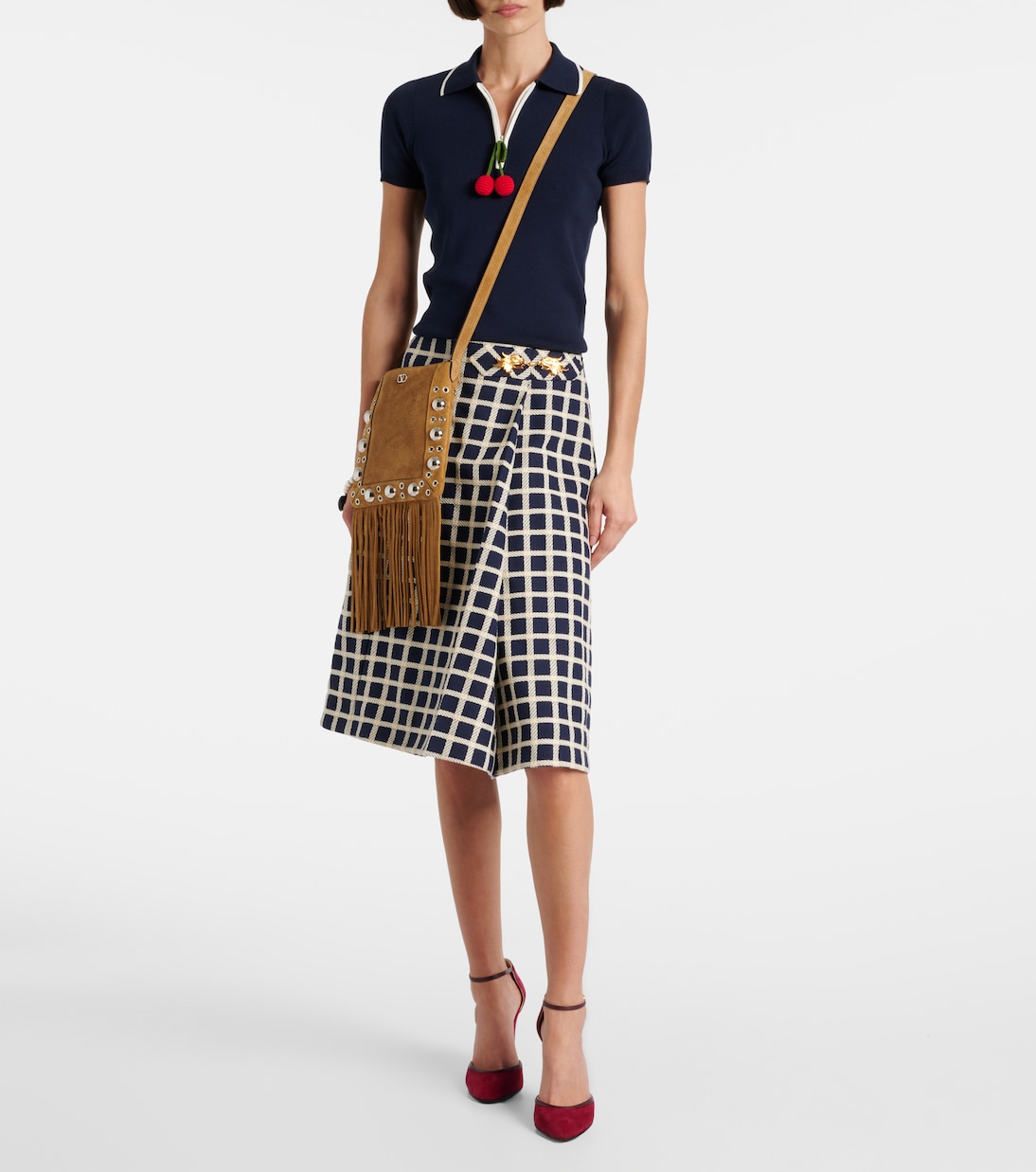 Nellcôte VLogo studded suede shoulder bag | Valentino Garavani