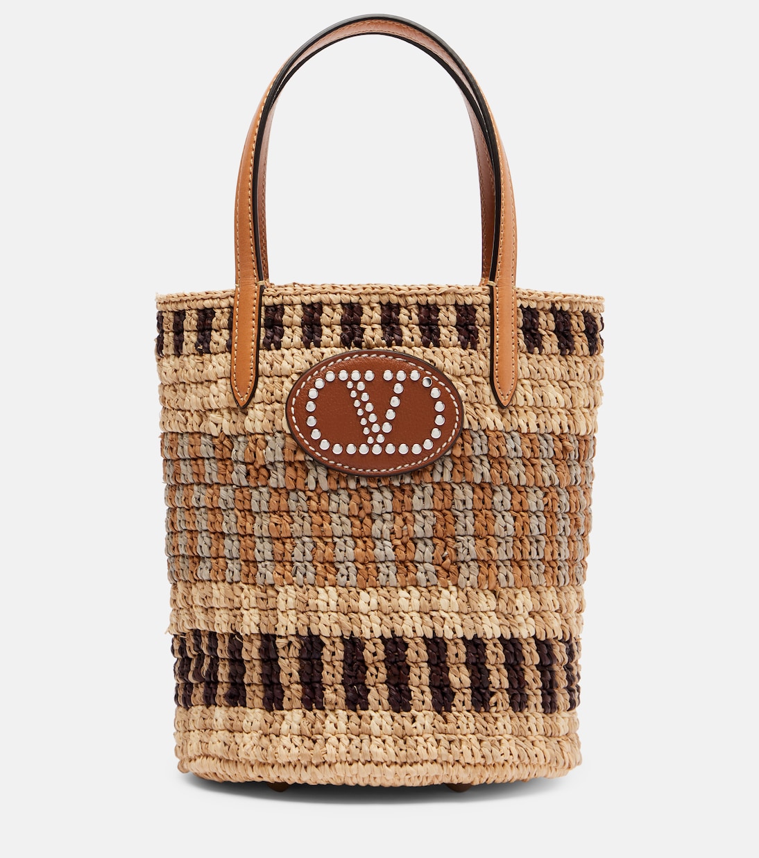 VLogo Signature Small raffia bucket bag | Valentino Garavani
