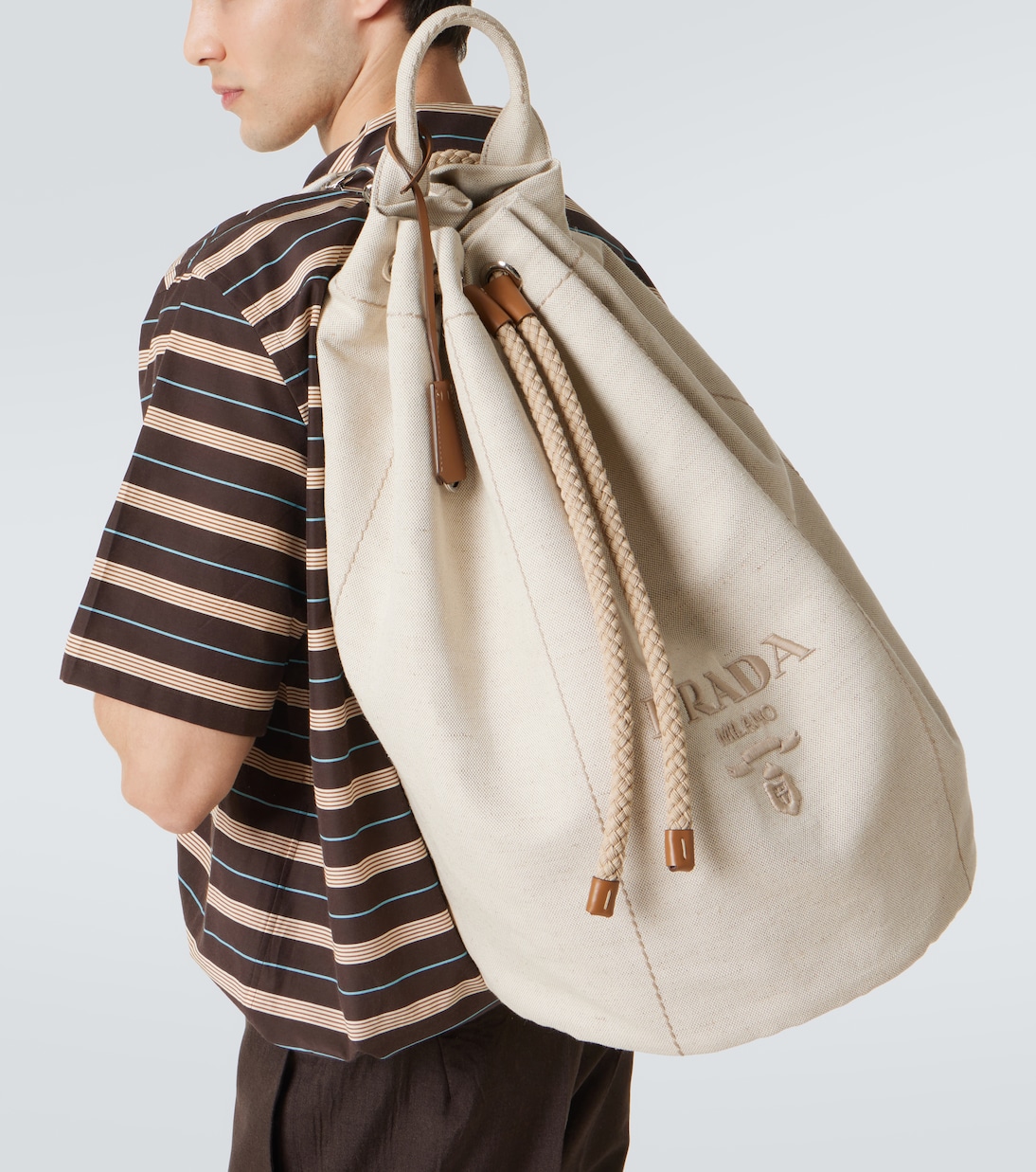 Sac seau brodé en toile | Prada
