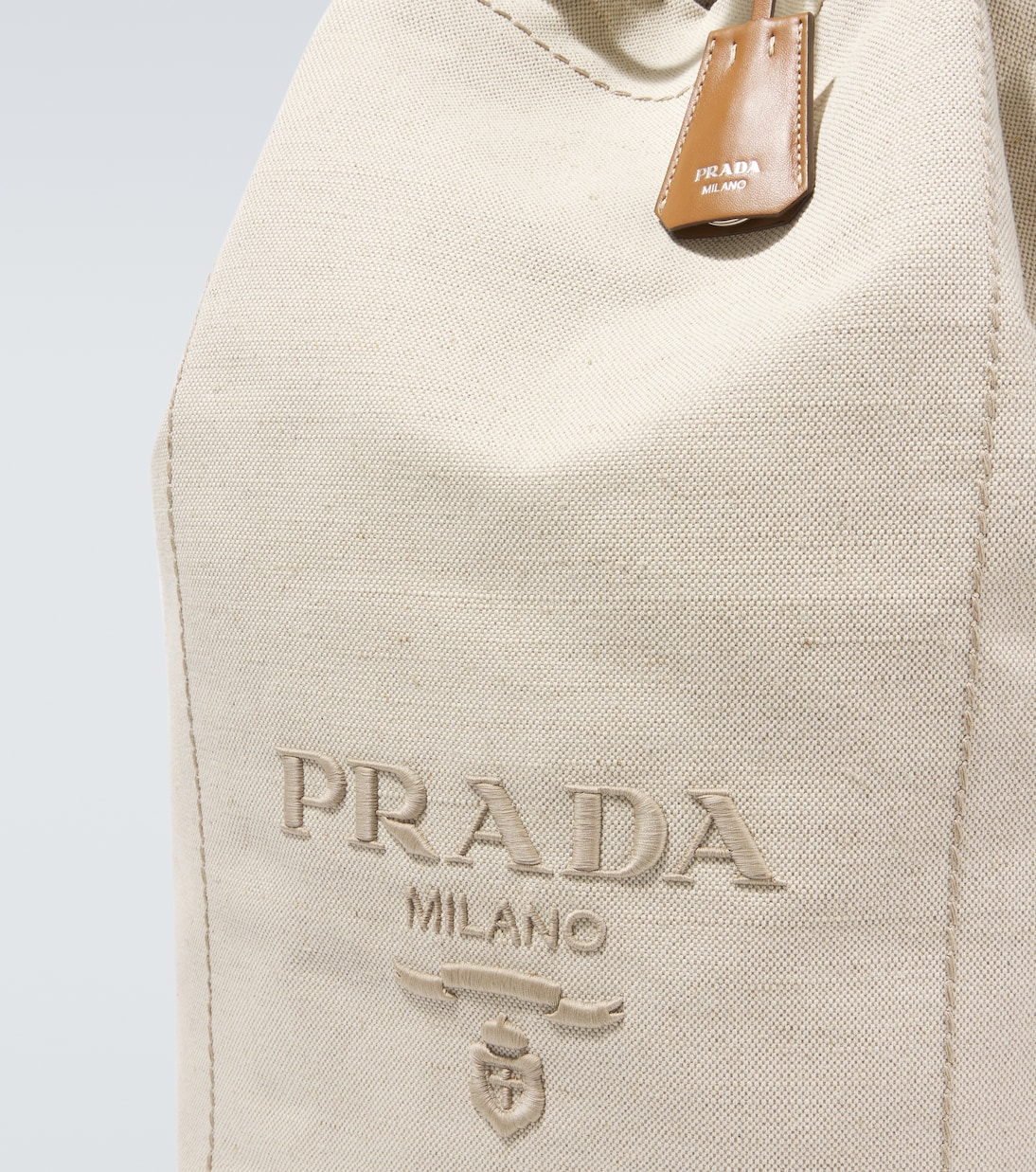 Sac seau brodé en toile | Prada