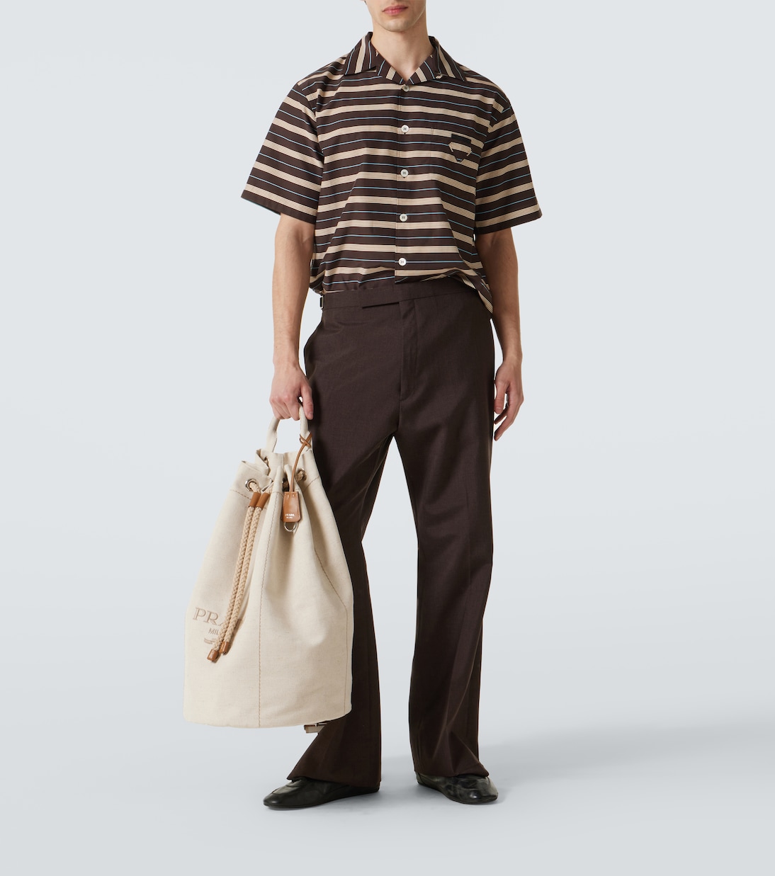 Sac seau brodé en toile | Prada