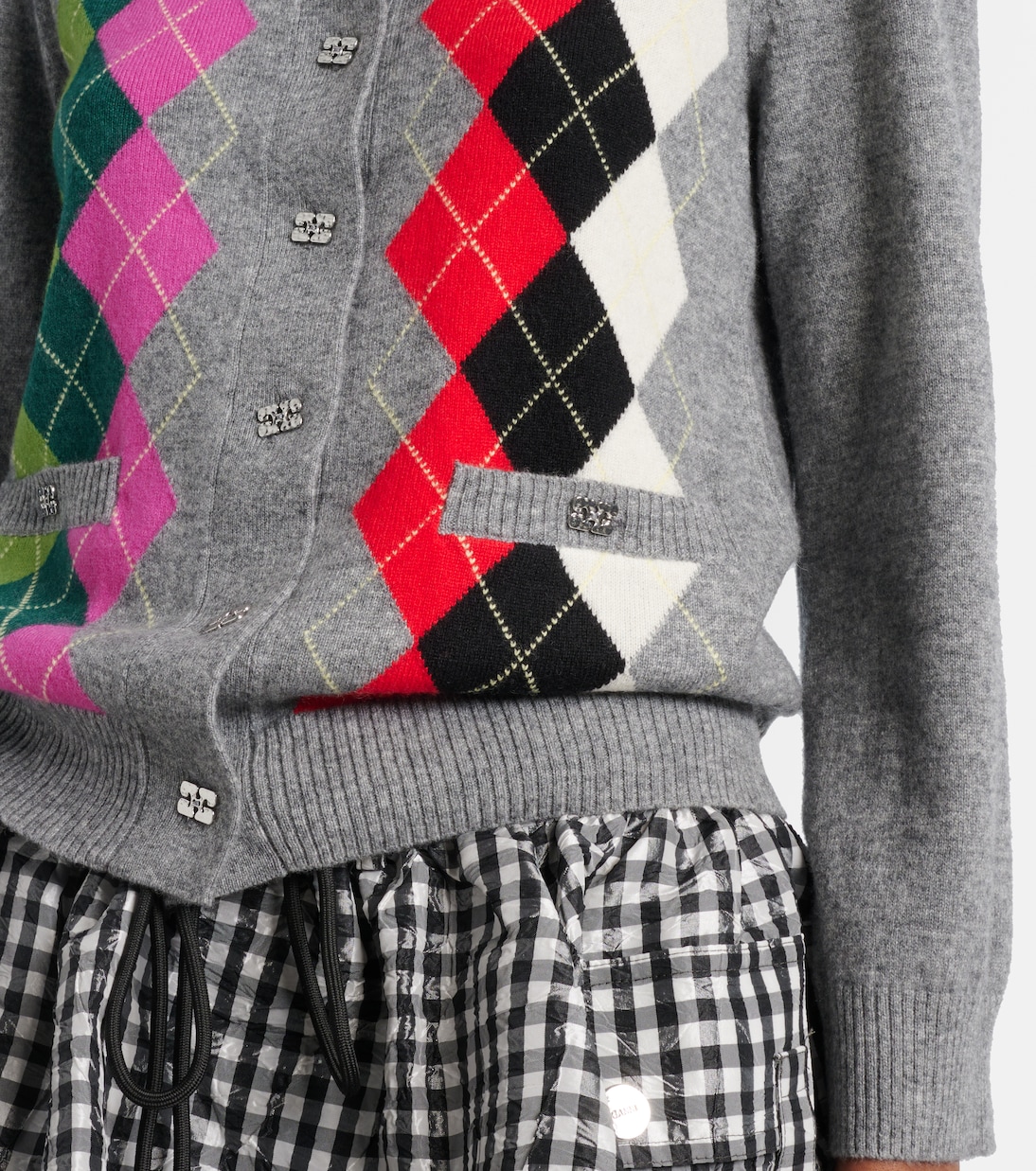 Argyle wool and cashmere cardigan | Ganni