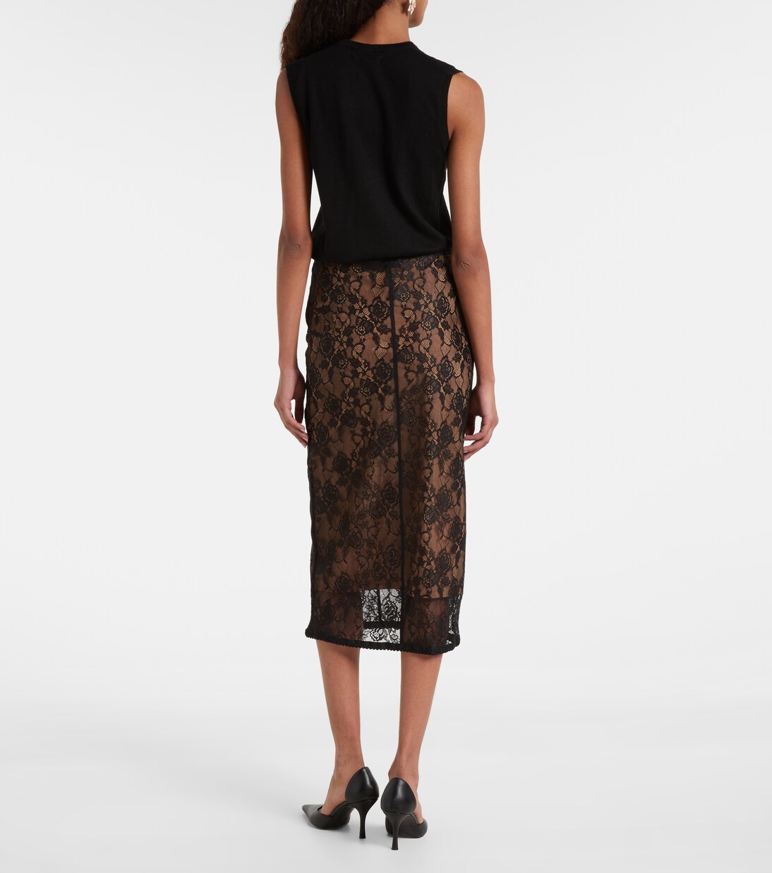 Sheer lace midi skirt | Self-Portrait