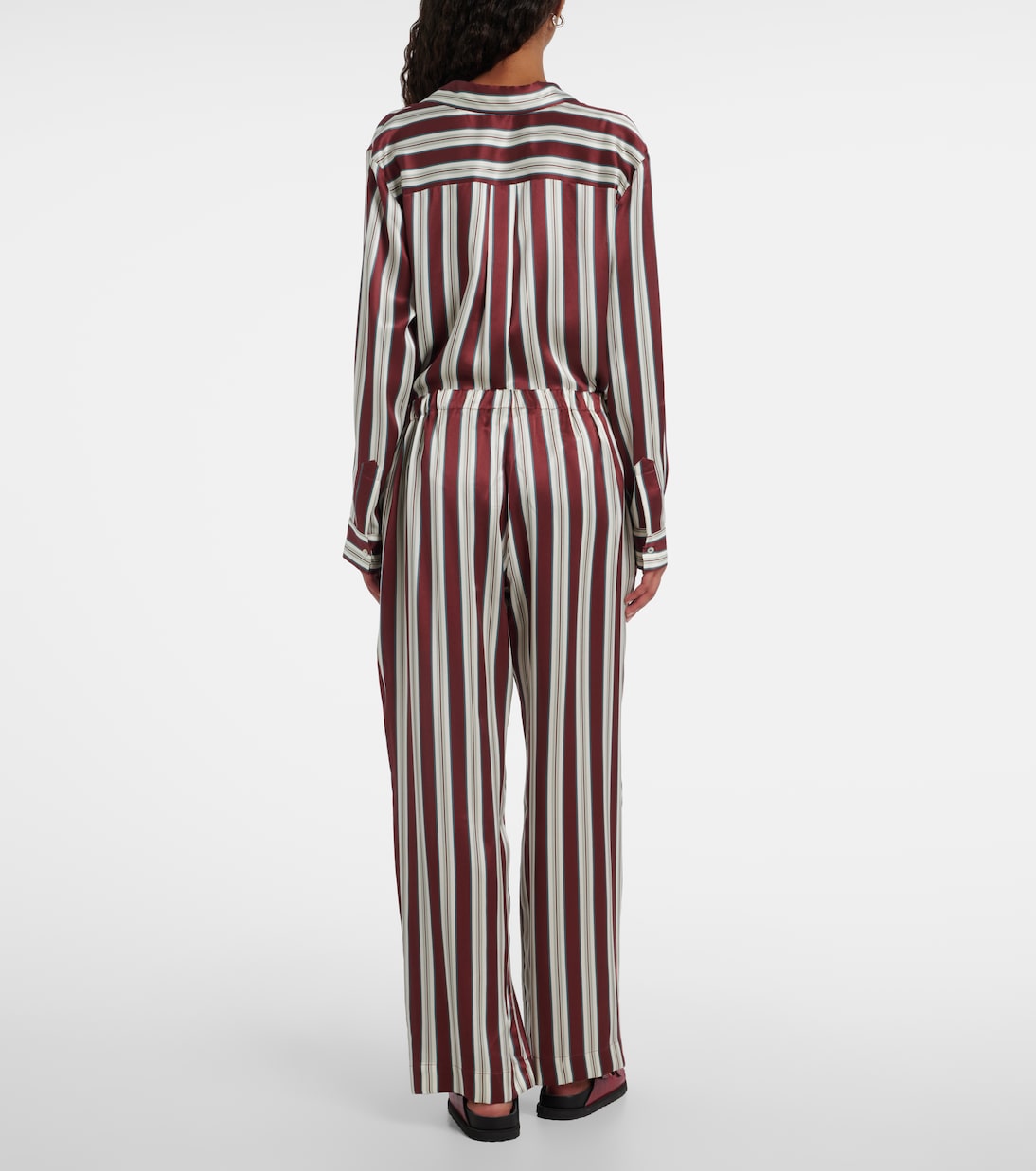 Rosa striped silk satin pajama pants | Asceno