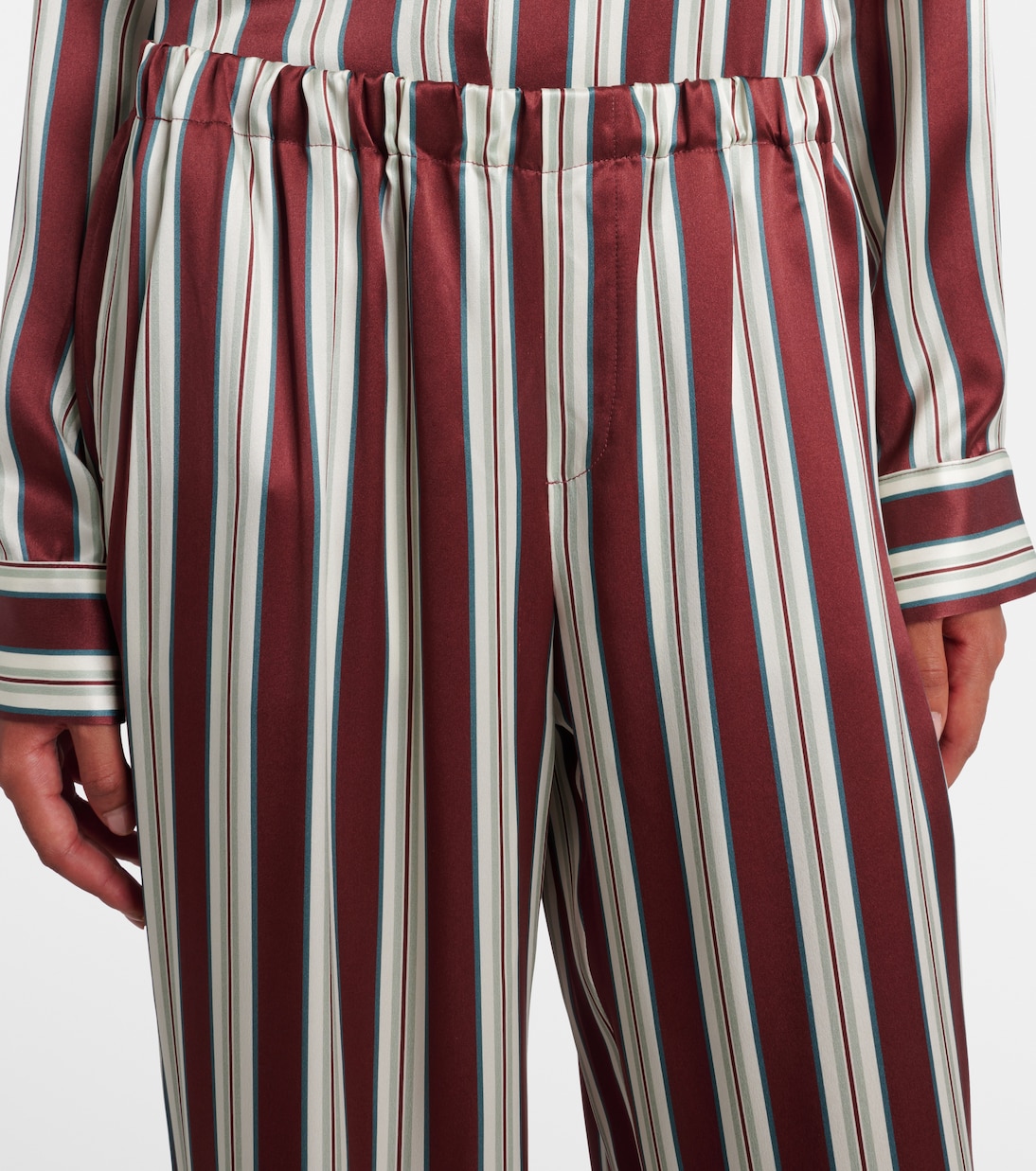 Rosa striped silk satin pajama pants | Asceno