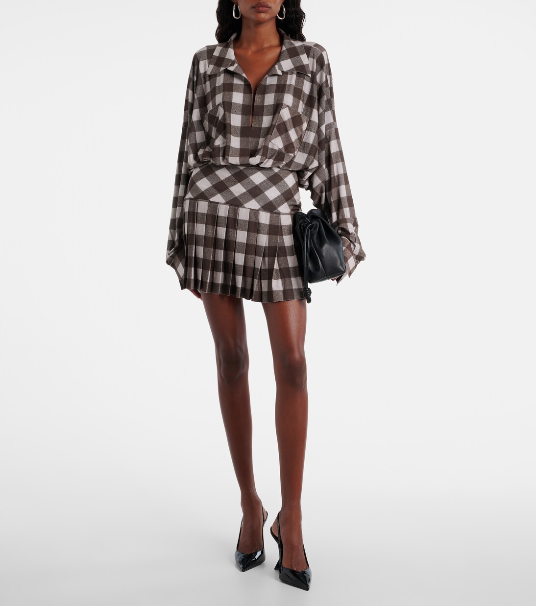 Checked pleated miniskirt | Norma Kamali