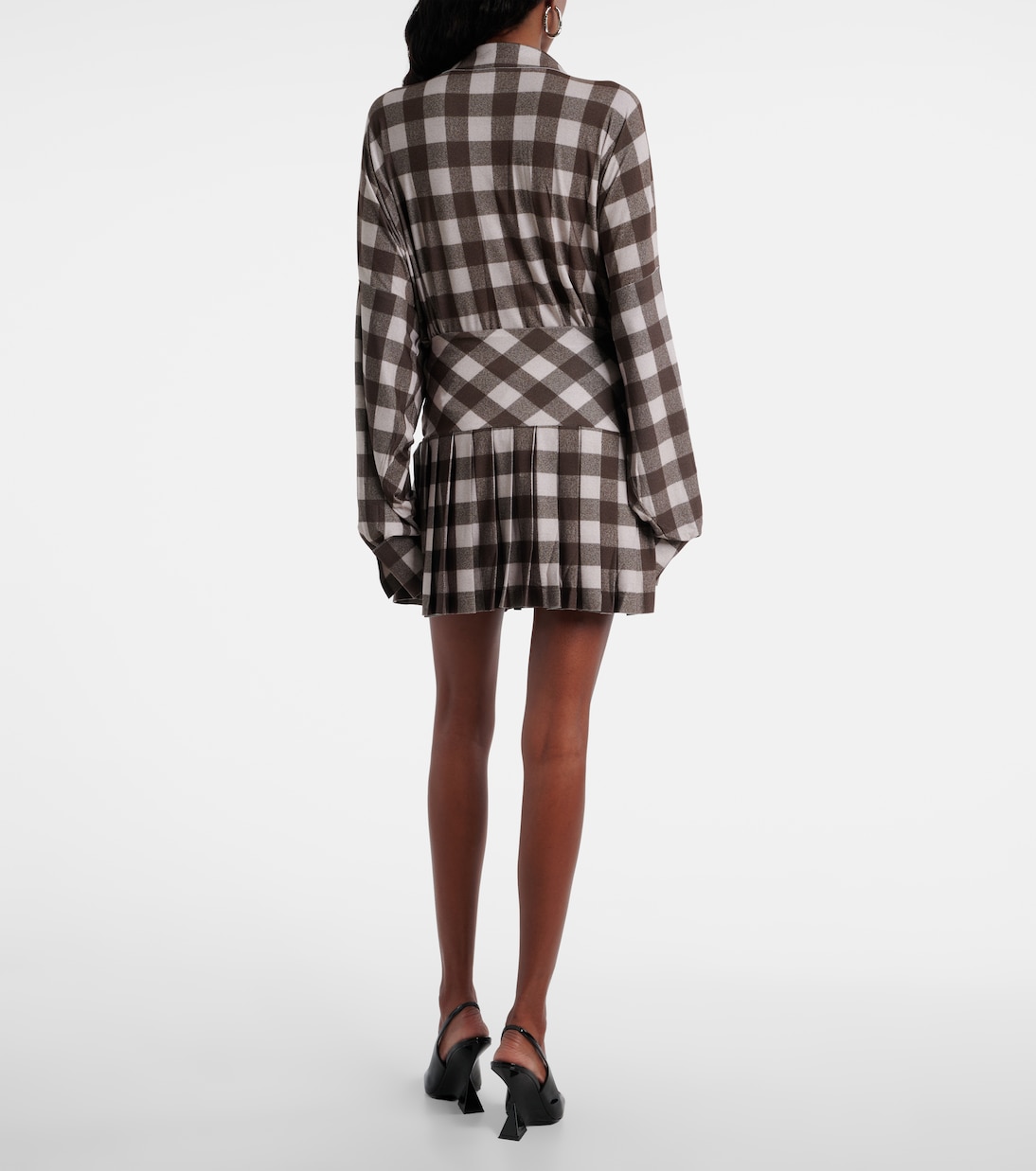 Checked pleated miniskirt | Norma Kamali