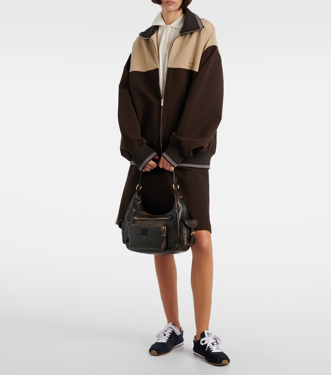 Distressed leather shoulder bag | Miu Miu