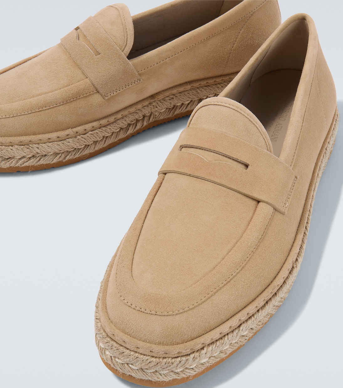 Jute-trimmed suede penny loafers | Giorgio Armani