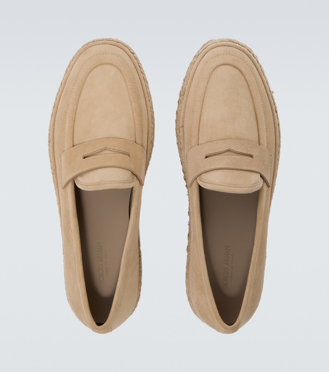 Jute-trimmed suede penny loafers | Giorgio Armani