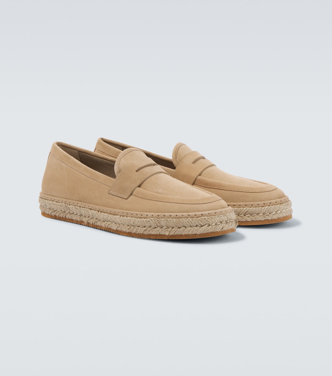Jute-trimmed suede penny loafers | Giorgio Armani