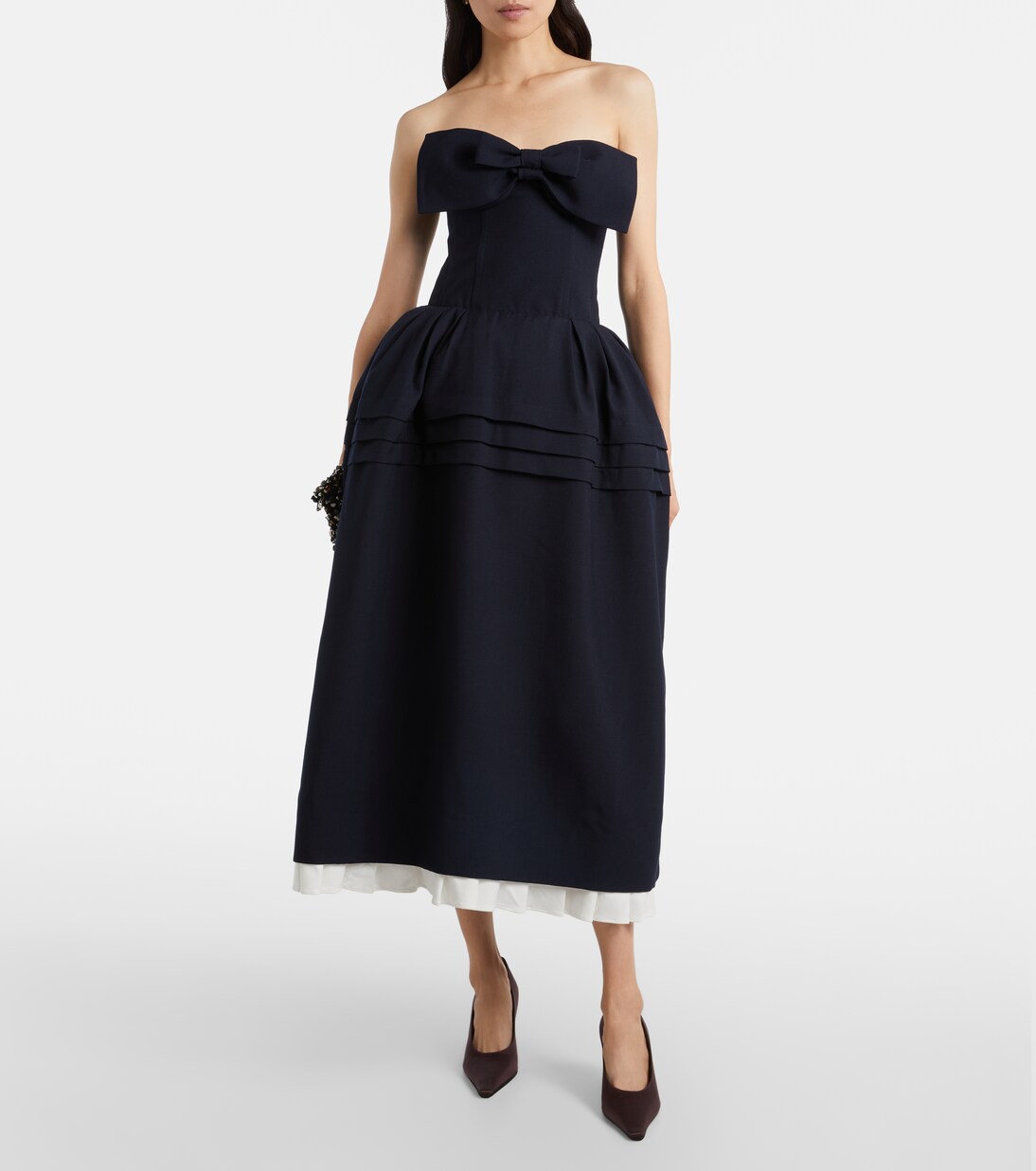 Bow-detail wool and silk midi dress  | Shushu/Tong