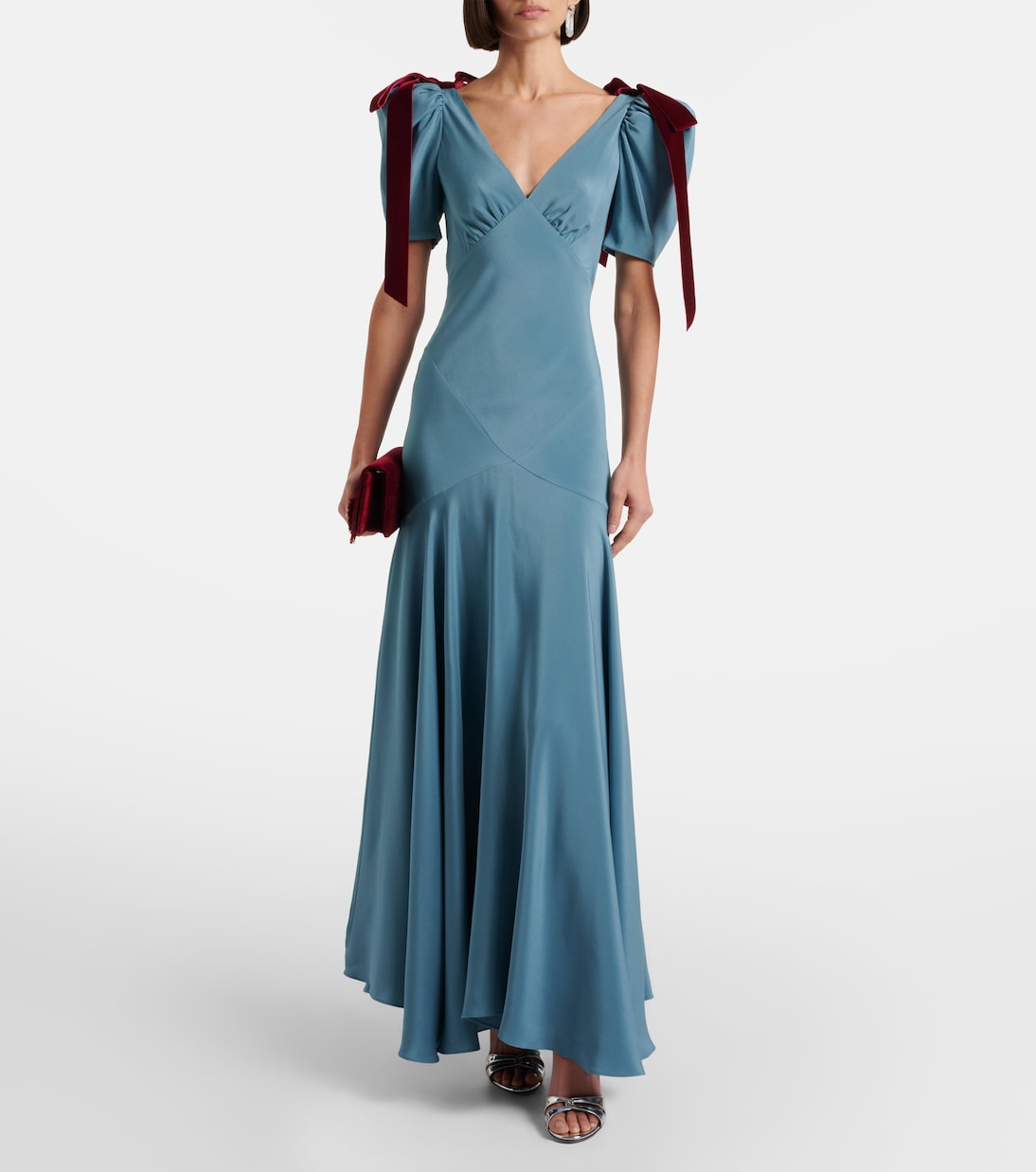 Bow-detail silk satin maxi dress | Rodarte
