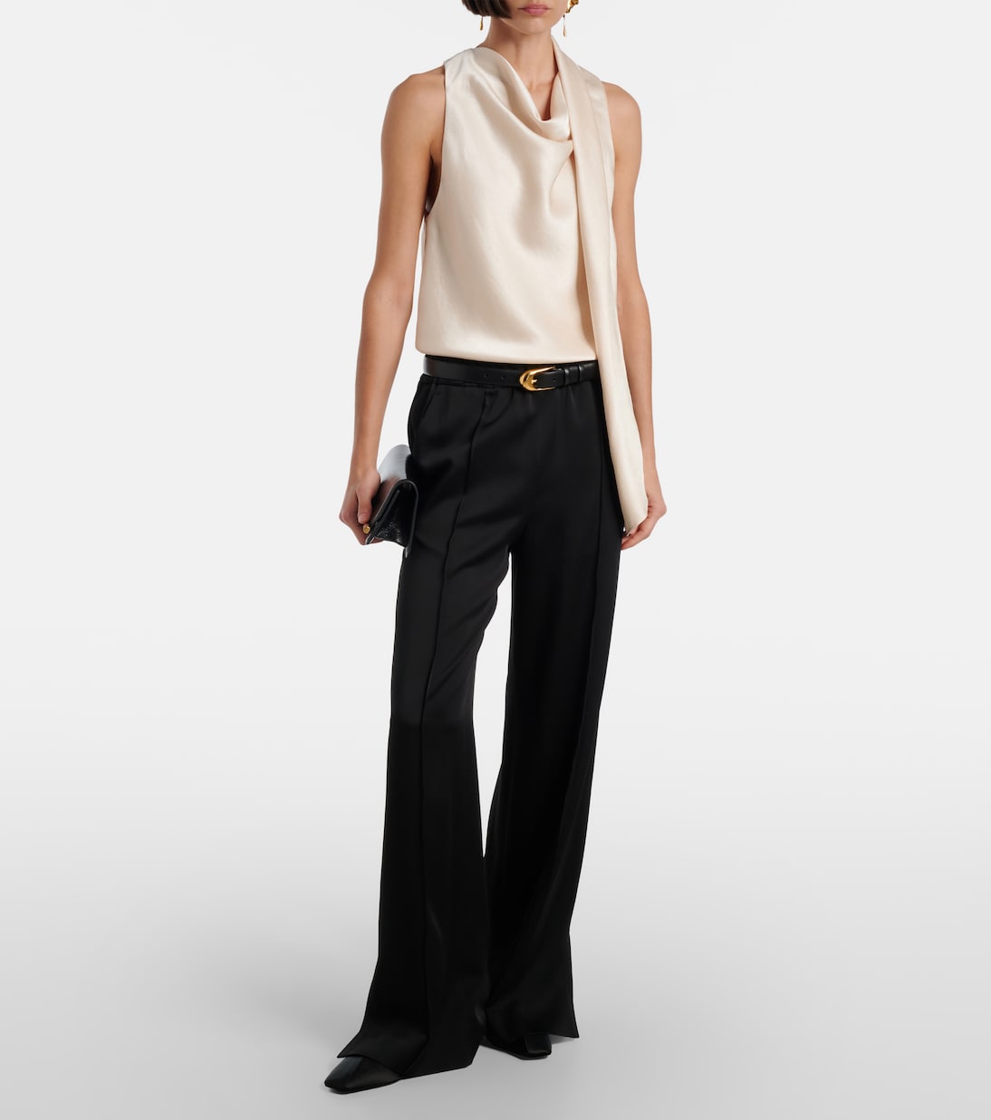 Scarf-detail satin top | Vince