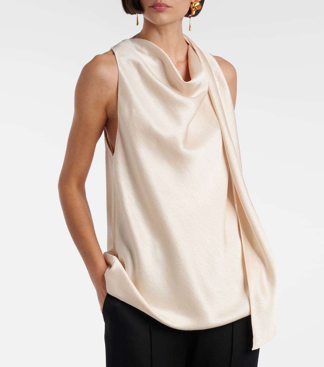 Scarf-detail satin top | Vince