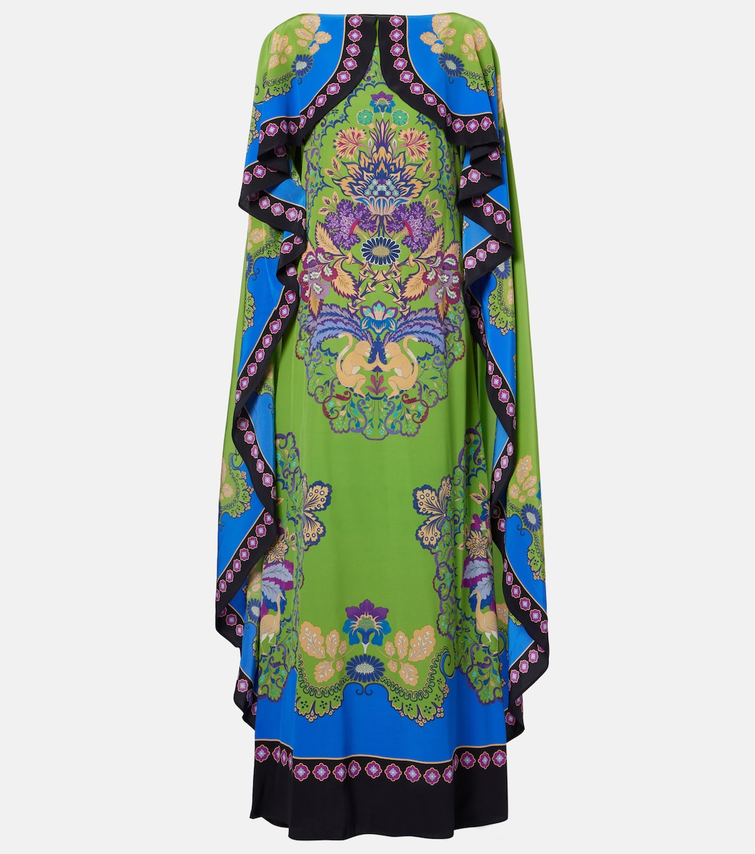 Magic printed caped silk maxi dress | La DoubleJ