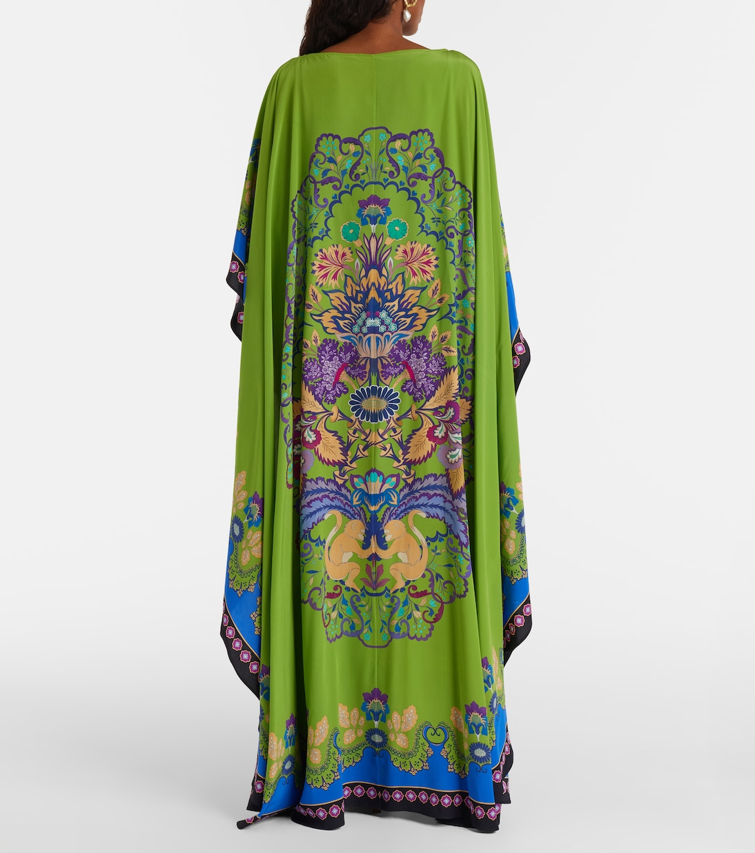 Magic printed caped silk maxi dress | La DoubleJ