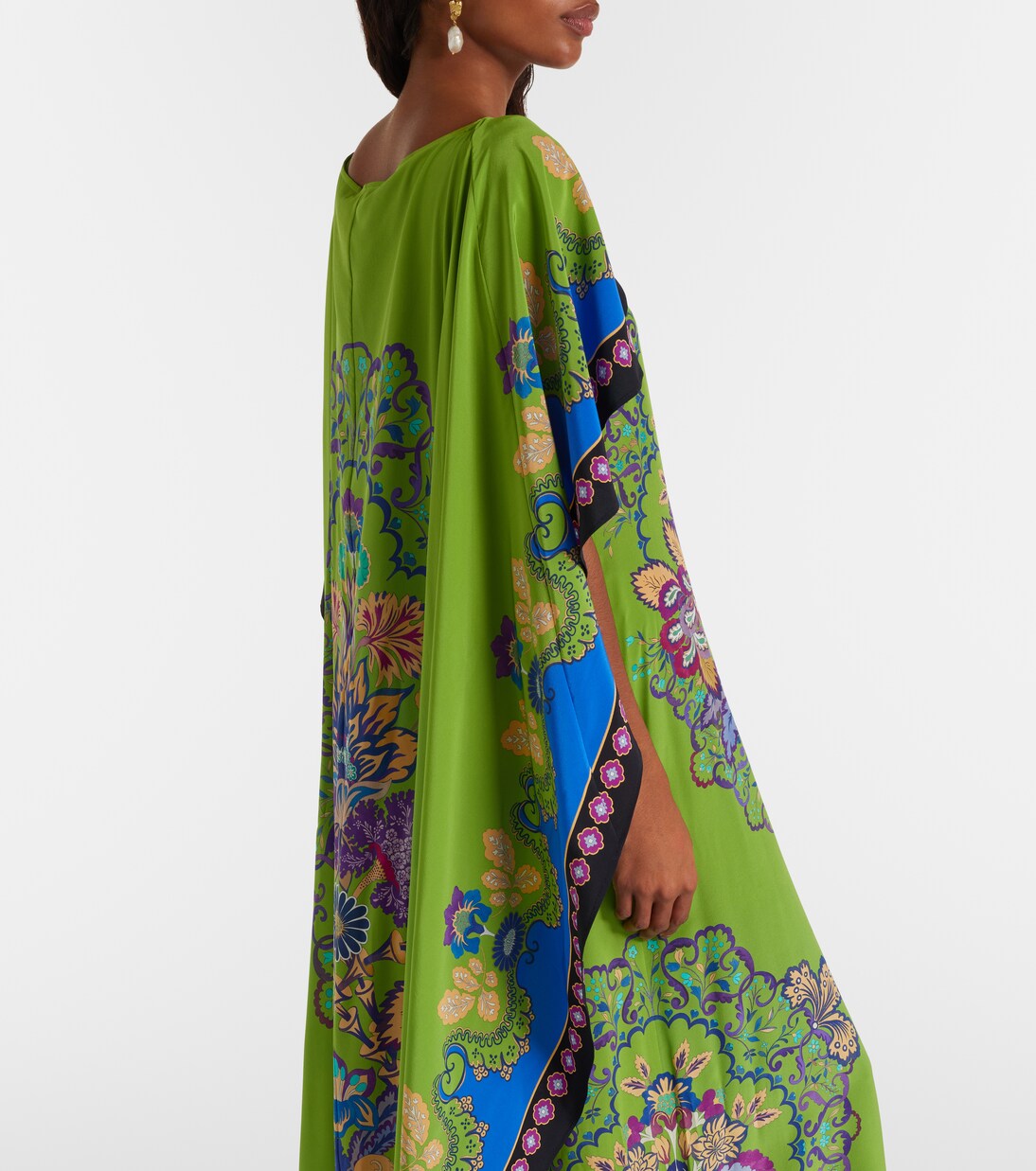 Magic printed caped silk maxi dress | La DoubleJ
