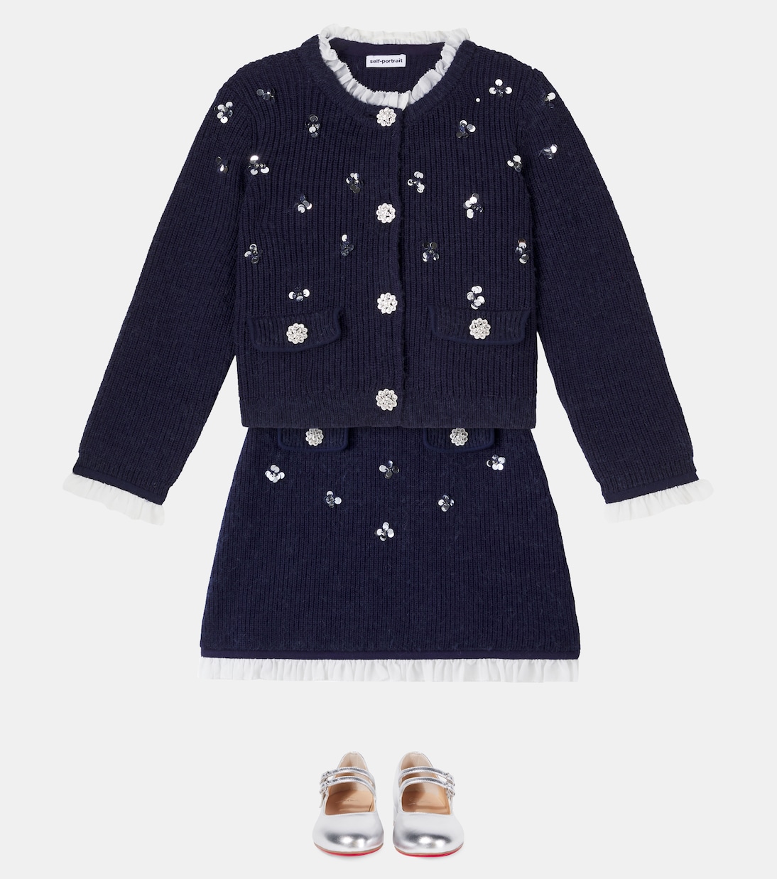 Embellished ribbed-knit cardigan | Self-Portrait Kids