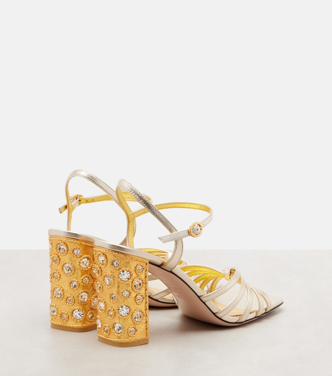 90 embellished metallic leather sandals | Valentino Garavani