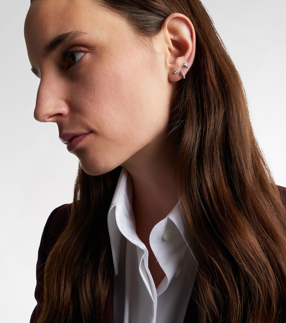 18kt white gold (750/1000) single earring with diamonds | Maria Tash