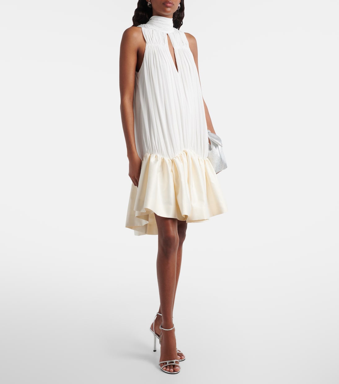 Bridal tie-neck draped minidress | Rotate