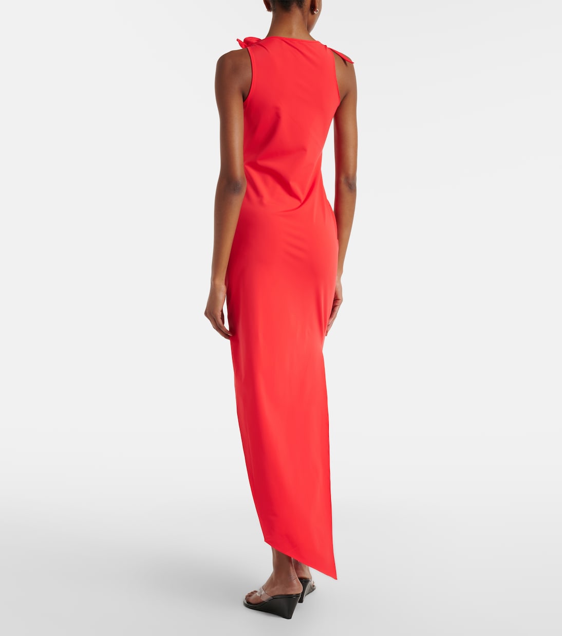 Floral-appliqué asymmetric jersey maxi dress | Coperni