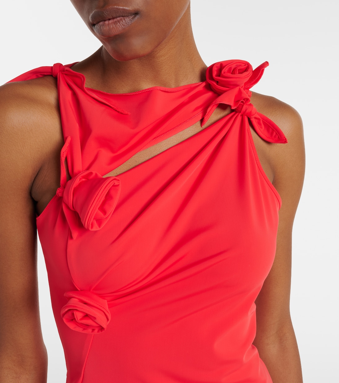 Floral-appliqué asymmetric jersey maxi dress | Coperni