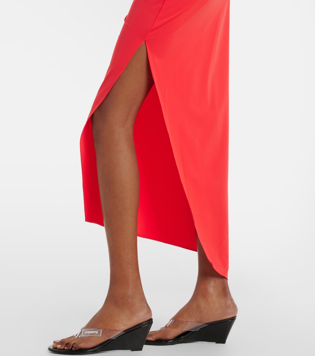 Floral-appliqué asymmetric jersey maxi dress | Coperni