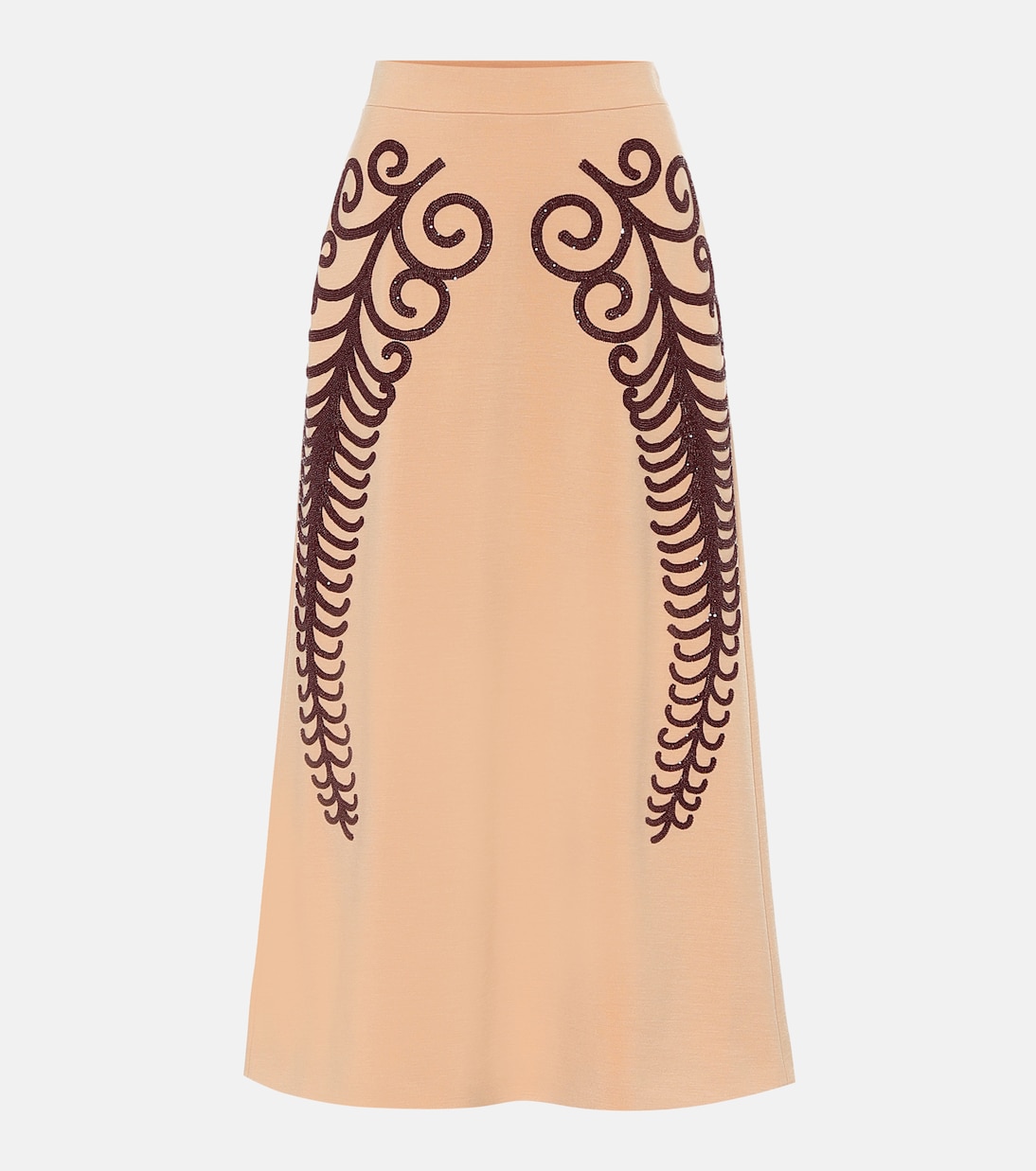 Jupe midi en laine à ornements | Prada
