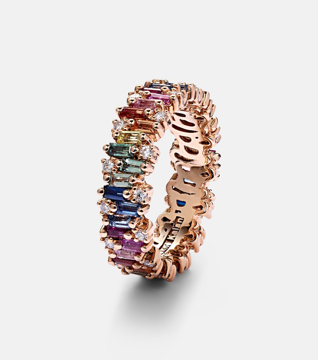 Anello in oro rosa 18kt SUZANNE KALAN con diamanti e zaffiri, scintillante come fuochi d'artificio