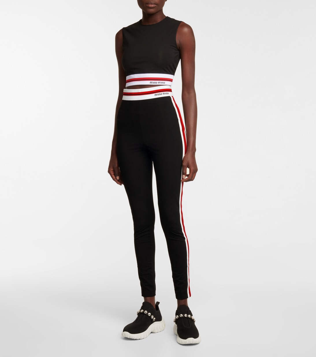 Leggings in cotone stretch | Miu Miu