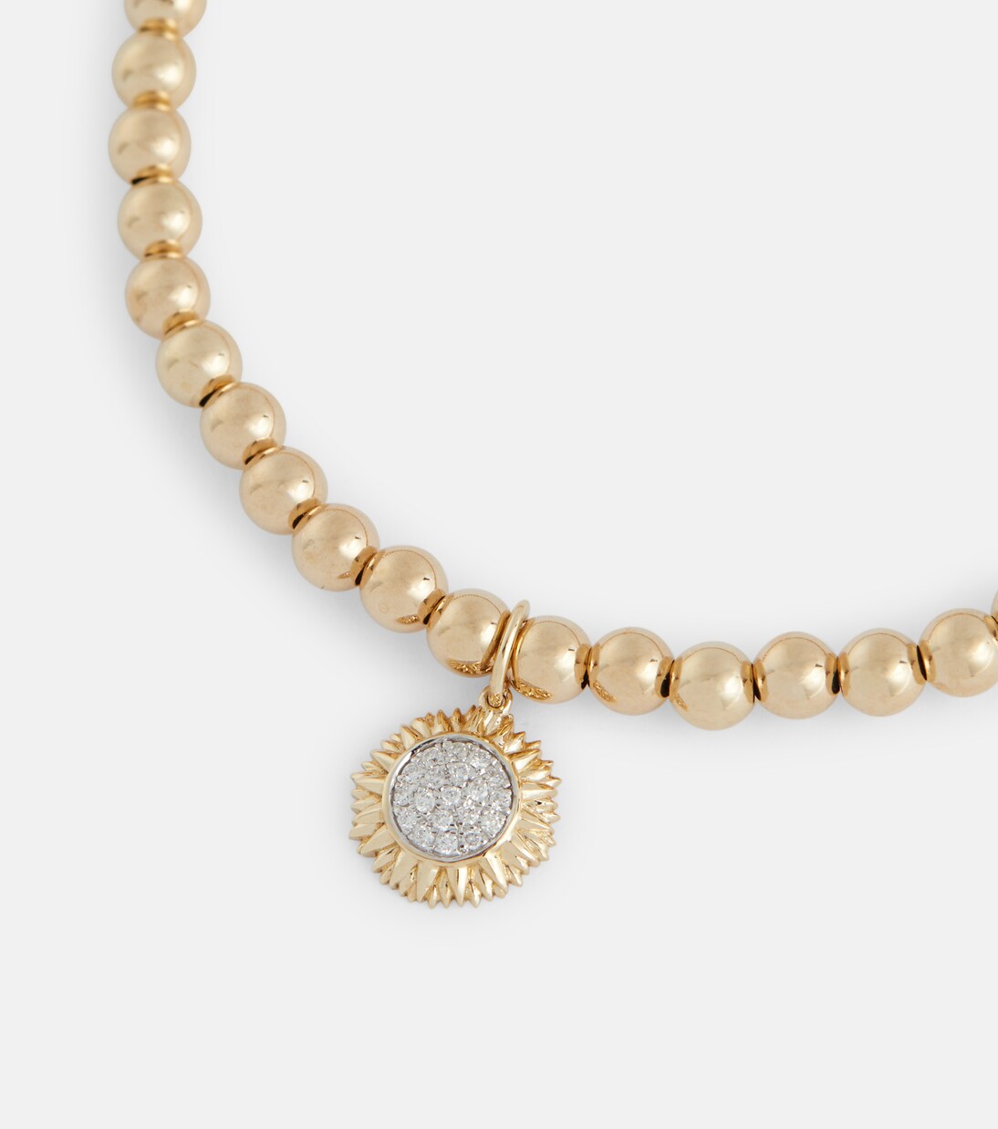 Bracciale in oro giallo 14kt con diamanti a tema girasole - Design moderno per giovani