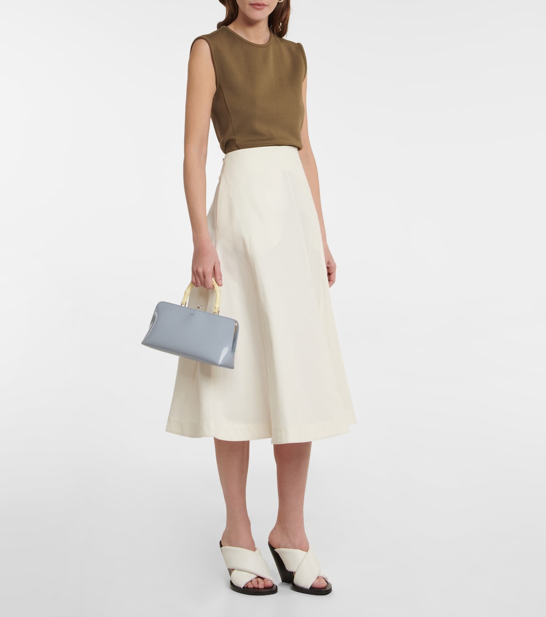 Falda midi en sarga de algodón | Jil Sander