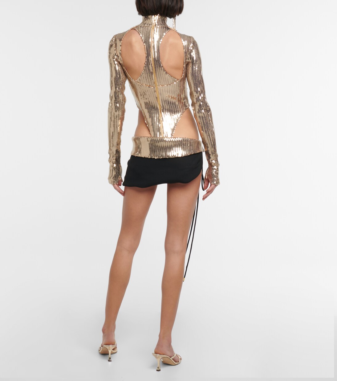 Asymmetrical sequined low-rise miniskirt | LaQuan Smith