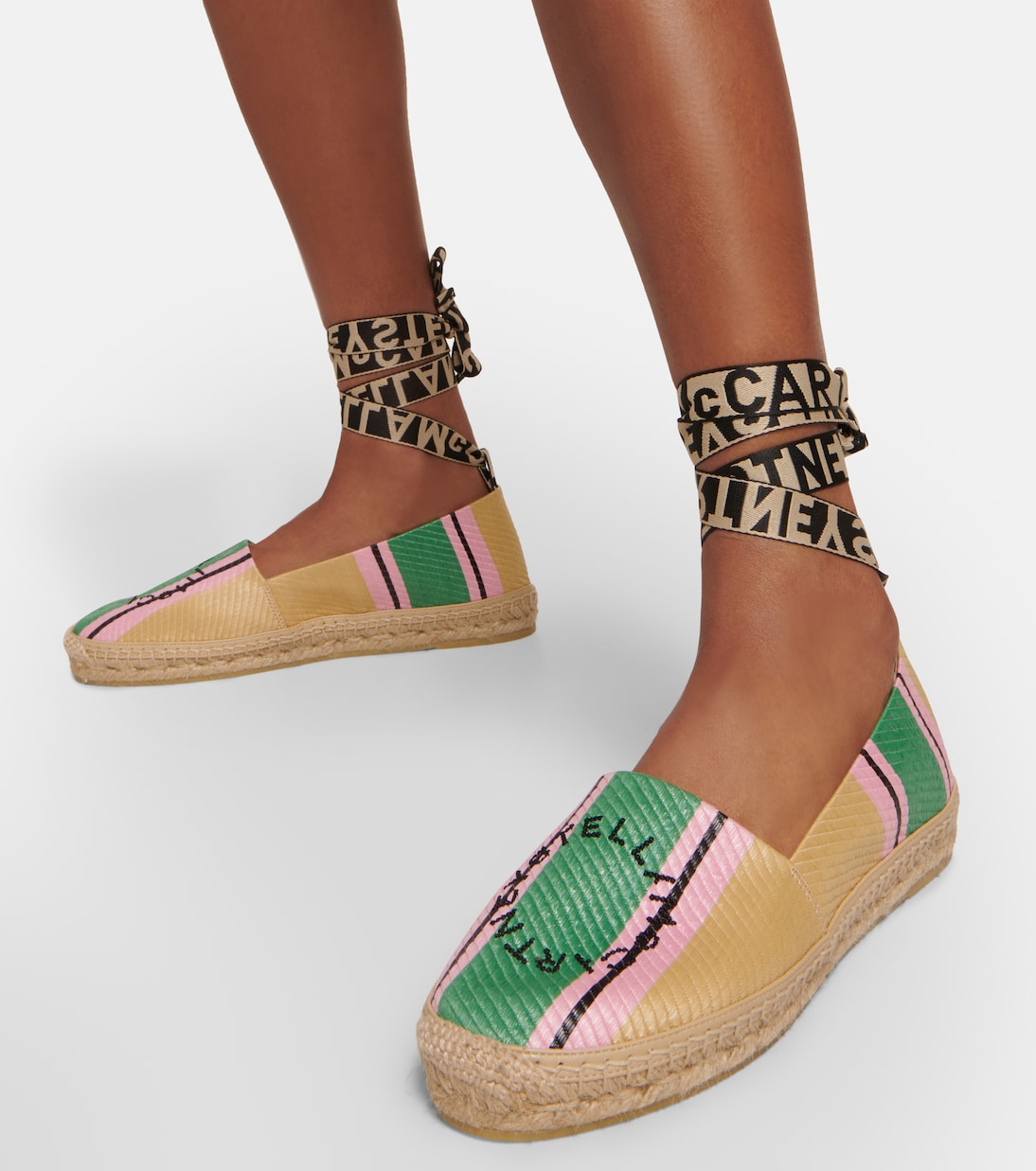 Gaia logo striped espadrilles | Stella McCartney