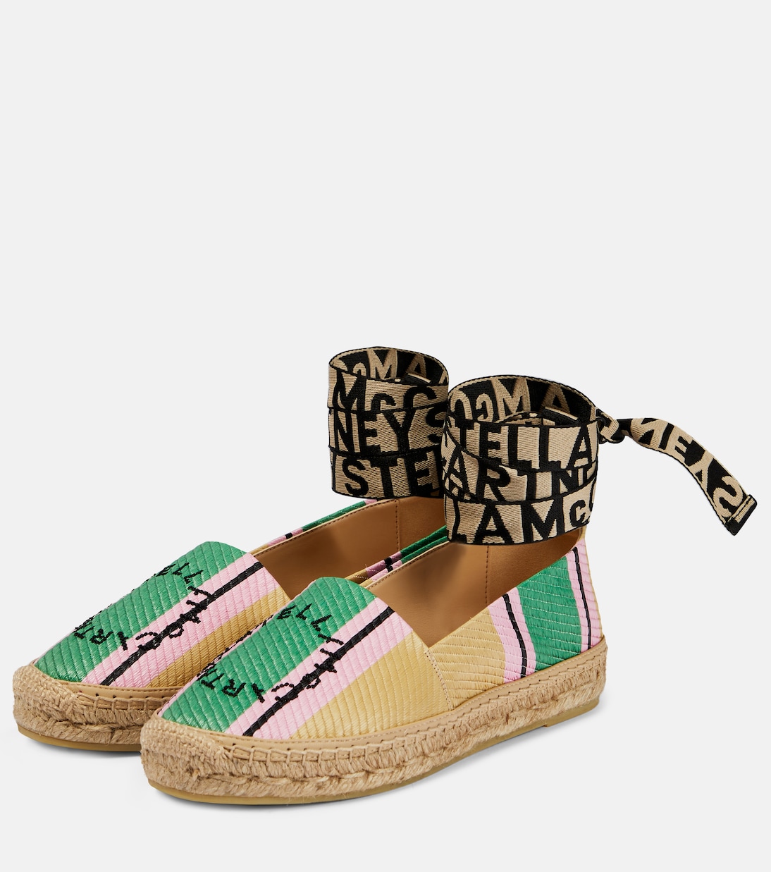 Gaia logo striped espadrilles | Stella McCartney
