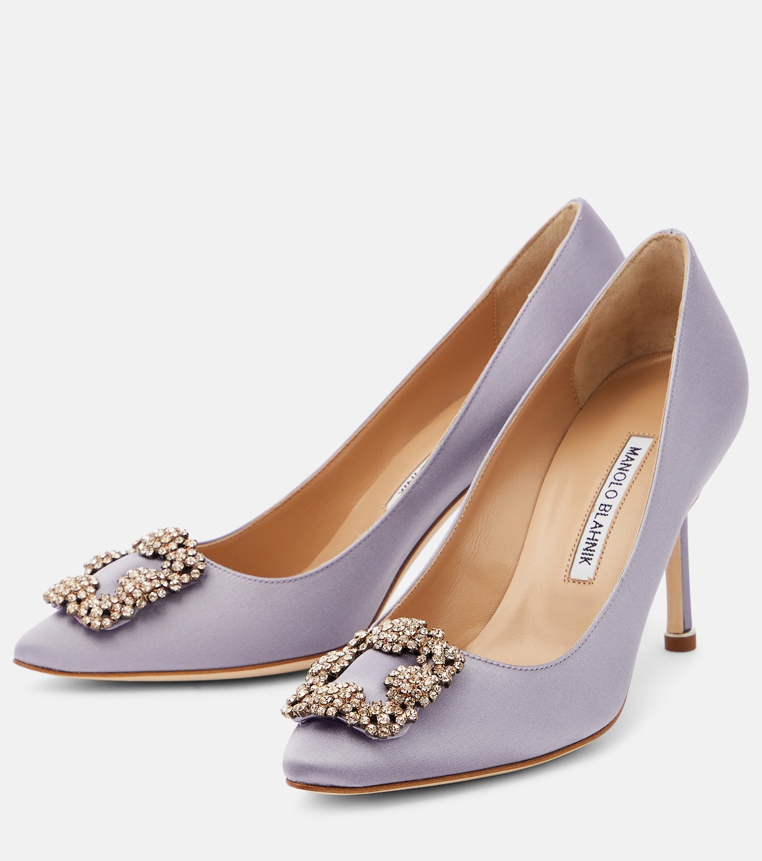 Escarpins Hangisi 90 en satin à ornements | Manolo Blahnik
