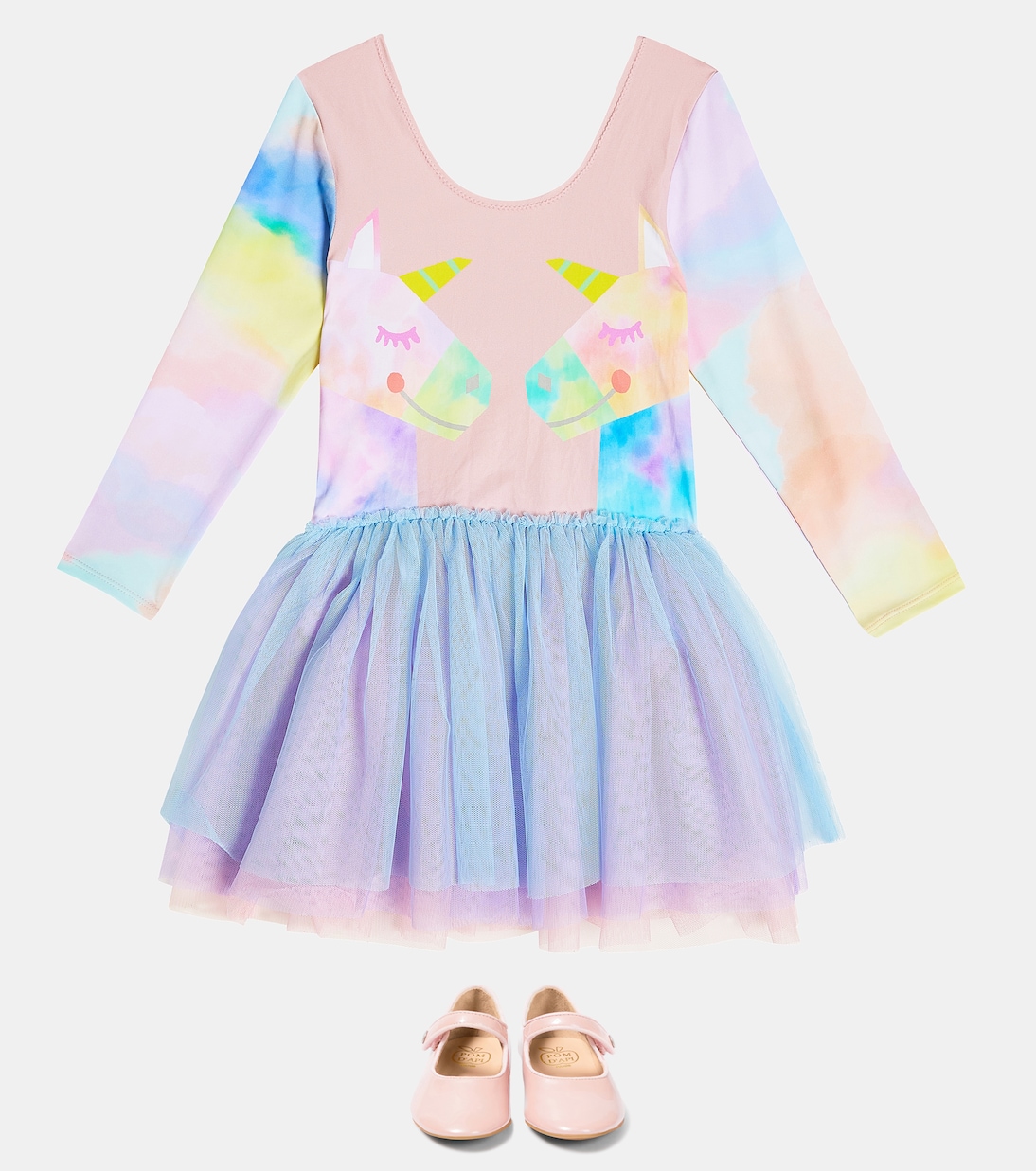 Abito in tulle e jersey con stampa | Stella McCartney Kids