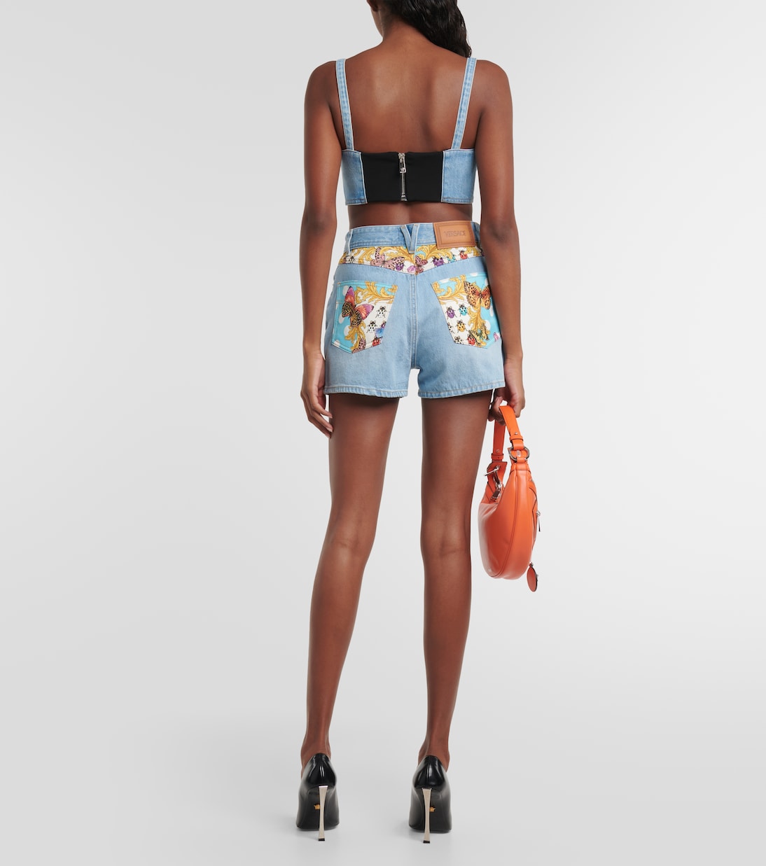 Short imprimé en jean | Versace