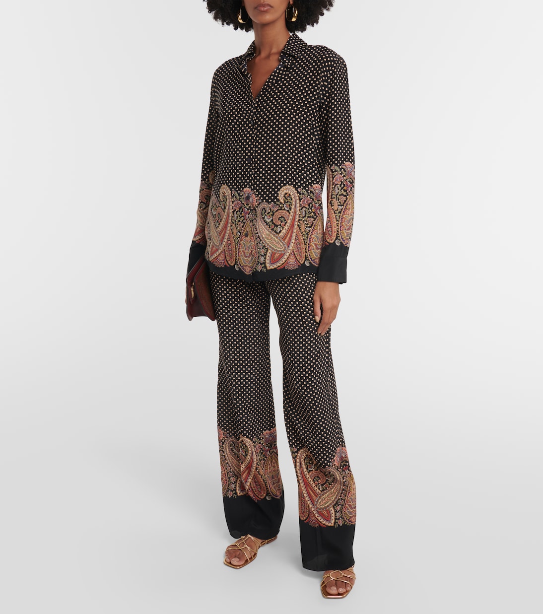 Chemise en soie à pois et motif cachemire | Etro