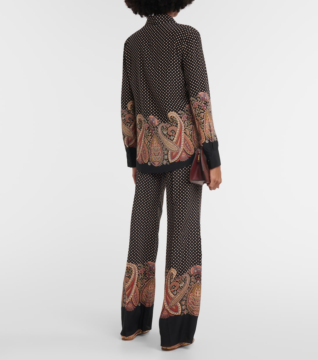 Chemise en soie à pois et motif cachemire | Etro