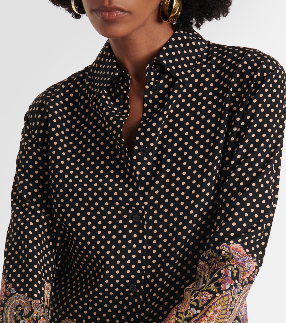 Chemise en soie à pois et motif cachemire | Etro