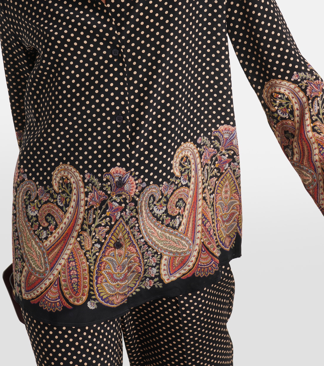 Chemise en soie à pois et motif cachemire | Etro
