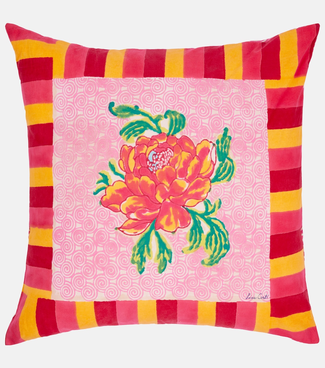 Camelia Magenta Medium cotton cushion | Lisa Corti