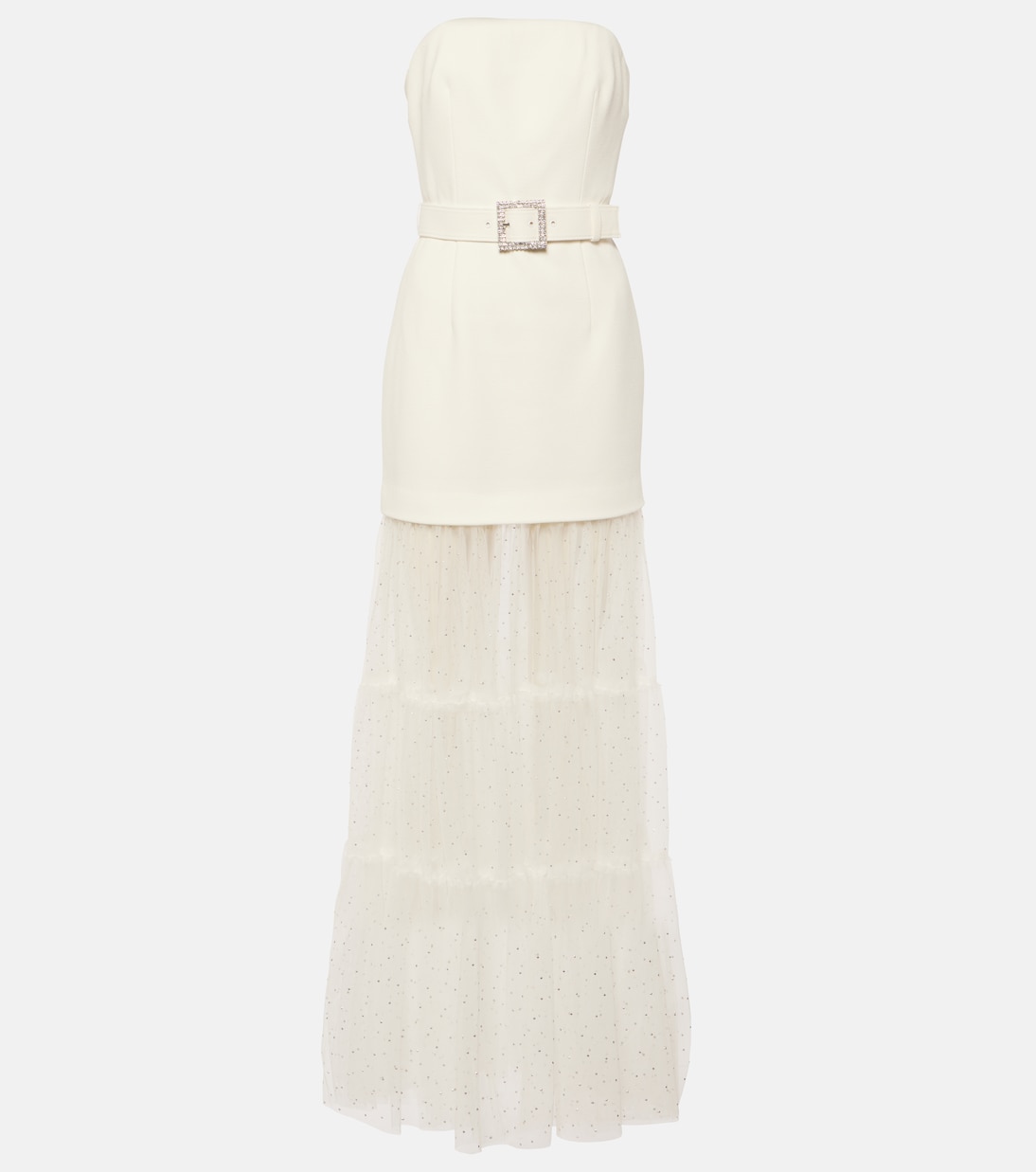 Robe longue de mariée Mirabella en tulle et crêpe | Rebecca Vallance
